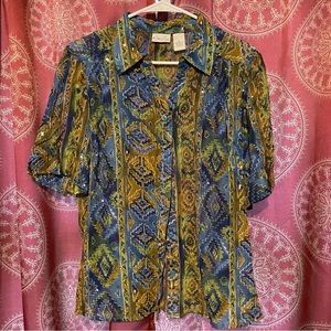 Silky button up shirt with clear sequins